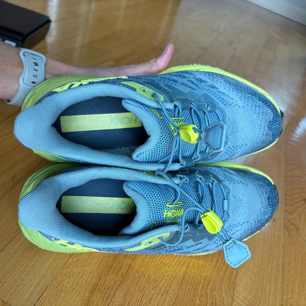 Hoka Men's Blue and Lime Green Running Sneakers - Picture 6 of 12